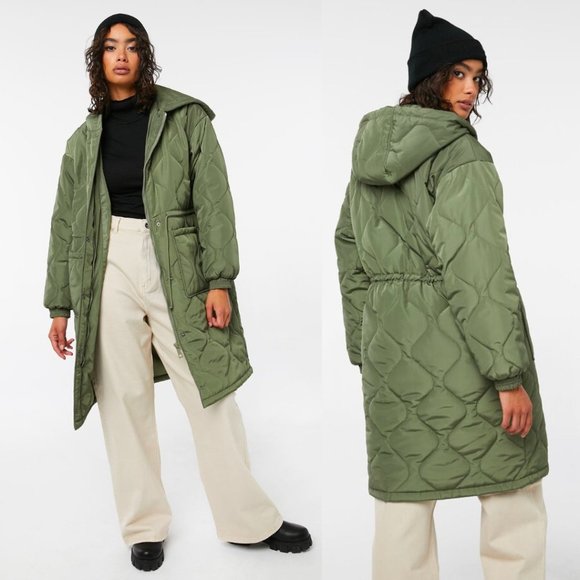 Ardene Jackets & Blazers - Ardene Quilted Long Hooded Jacket